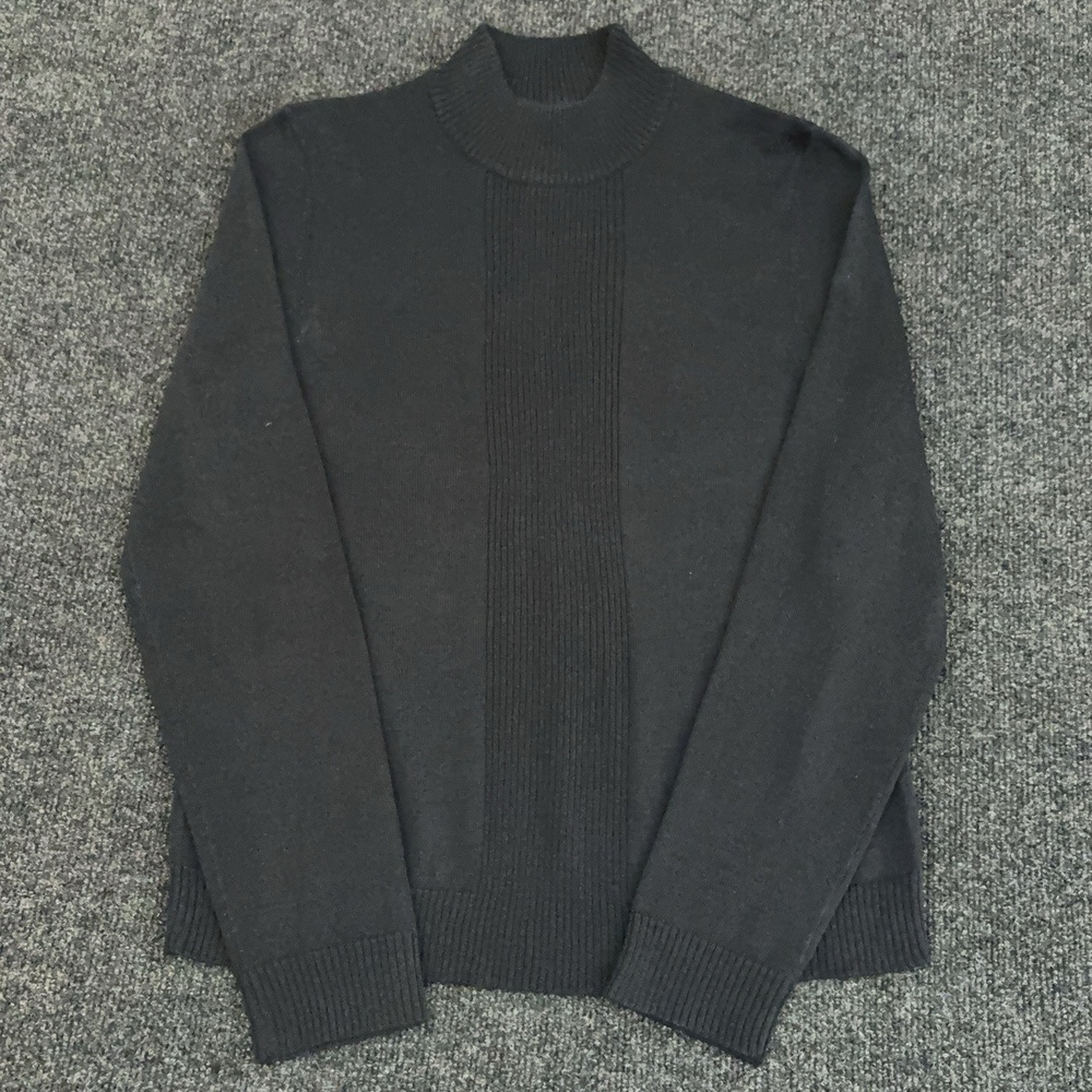 Randolph Duke Sweater Mens M Black Mock Neck Tight-Knit Wool Knit Pullover